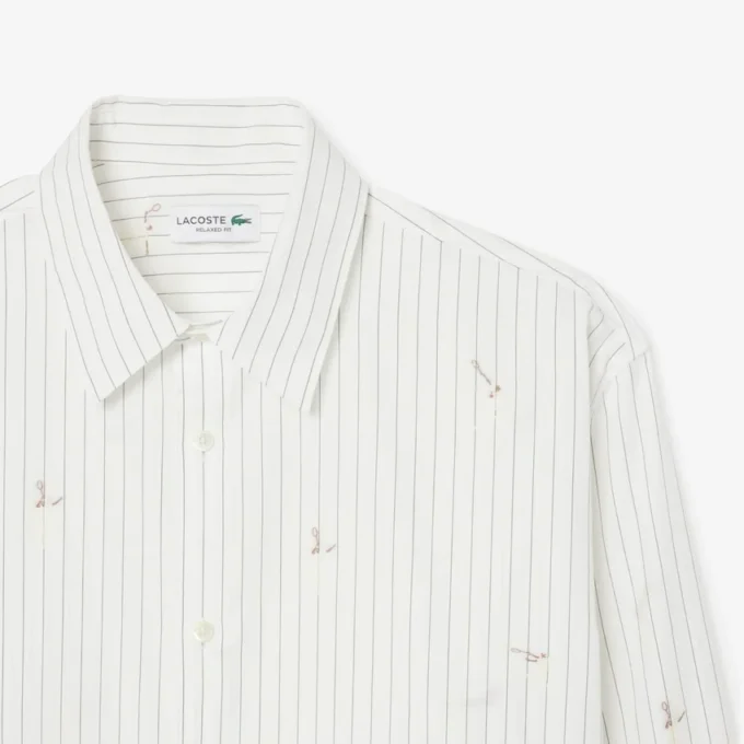 Camisa de algodão bordada com corte descontraído
