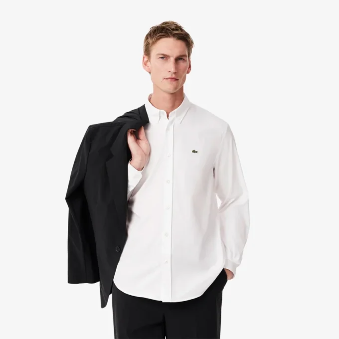 Camisa de algodão de corte regular para homem