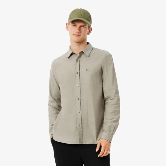 Camisa de algodão de corte regular para homem