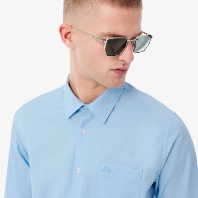 Camisa de algodão de corte regular para homem
