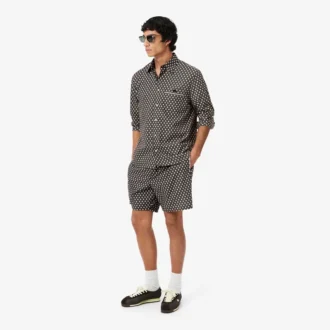 Camisa de algodão estampada de corte regular