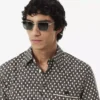 Camisa de algodão estampada de corte regular