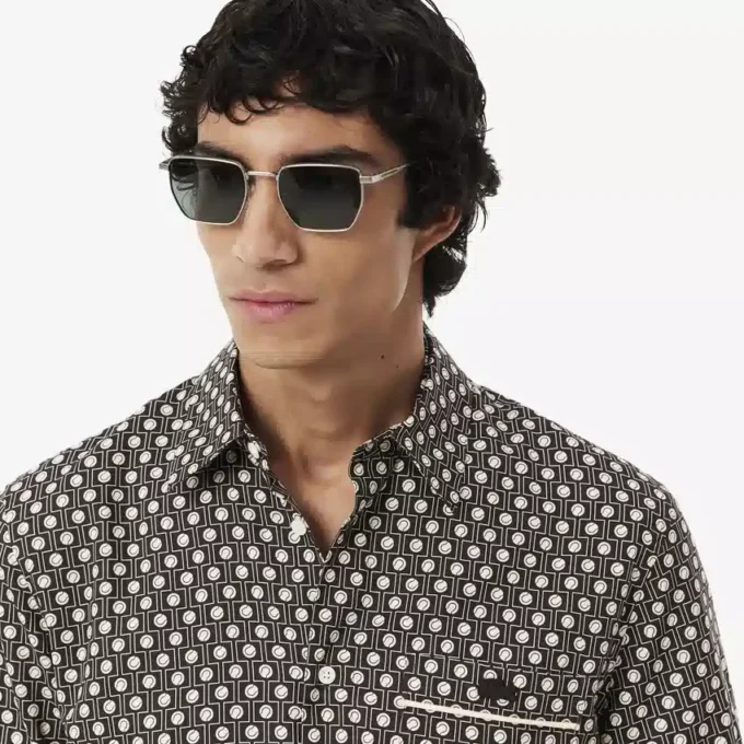 Camisa de algodão estampada de corte regular