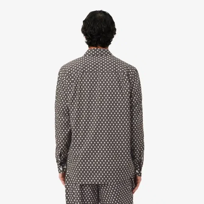 Camisa de algodão estampada de corte regular