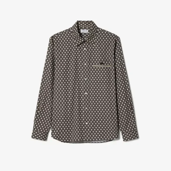 Camisa de algodão estampada de corte regular