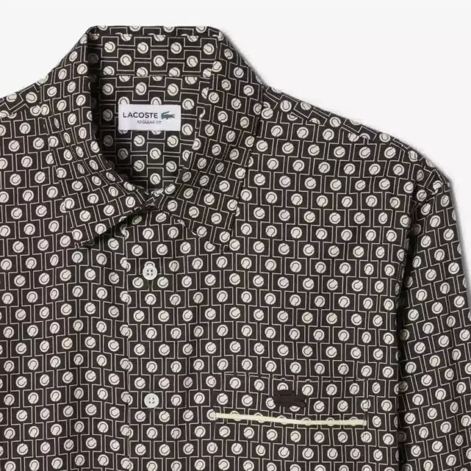 Camisa de algodão estampada de corte regular