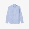 Camisa de algodão às riscas com corte regular para homem