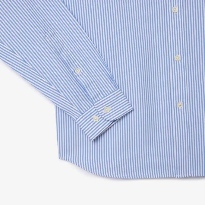 Camisa de algodão às riscas com corte regular para homem
