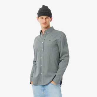 Camisa de algodão xadrez de corte regular para homem