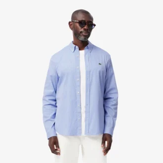 Camisa de algodão xadrez de corte regular para homem
