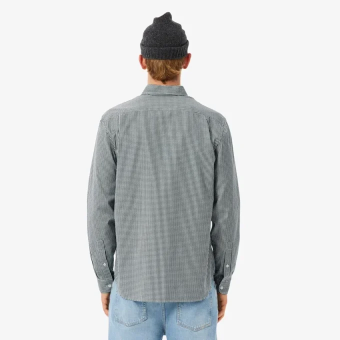 Camisa de algodão xadrez de corte regular para homem