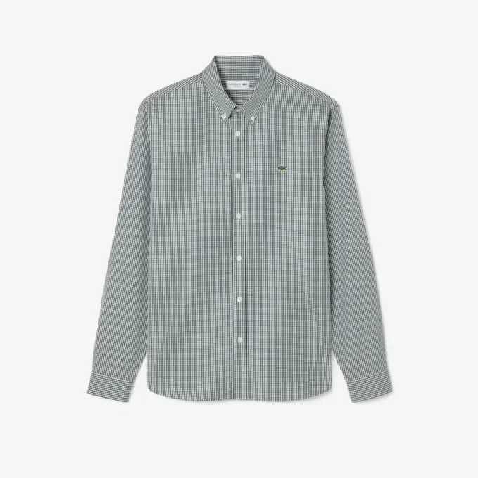 Camisa de algodão xadrez de corte regular para homem
