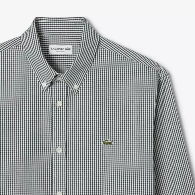 Camisa de algodão xadrez de corte regular para homem