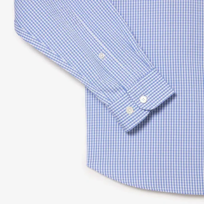 Camisa de algodão xadrez de corte regular para homem