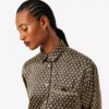 Camisa de cetim estampada oversized