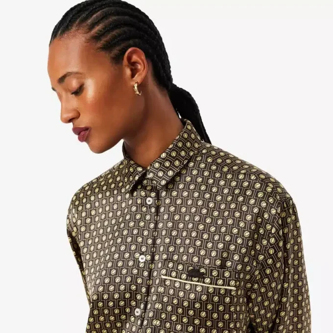 Camisa de cetim estampada oversized