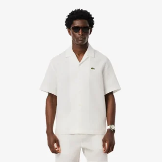 Camisa de corte descontraído com textura waffle para homem