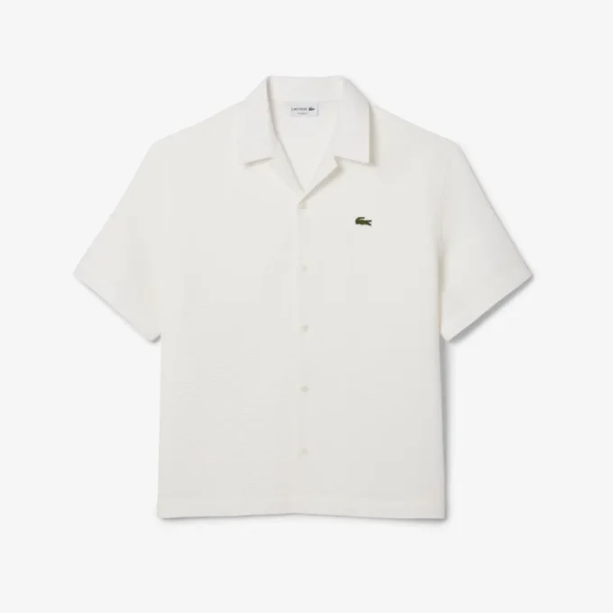 Camisa de corte descontraído com textura waffle para homem