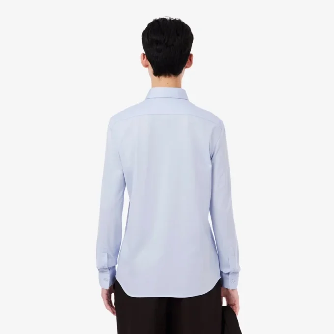 Camisa de corte justo em mistura de algodão e poliéster