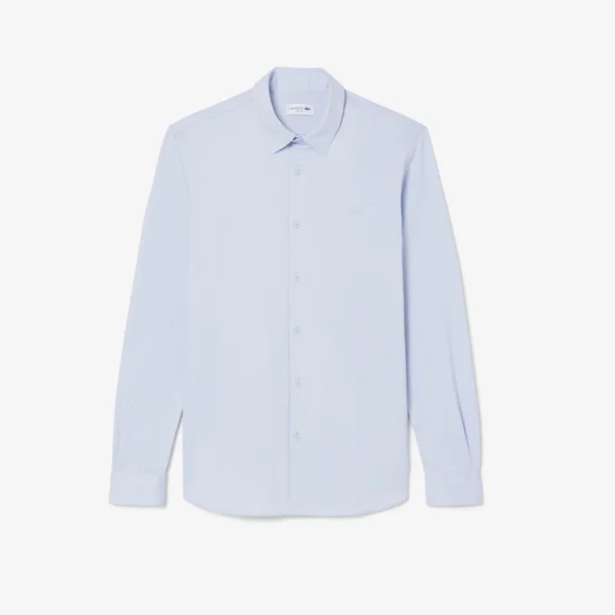 Camisa de corte justo em mistura de algodão e poliéster