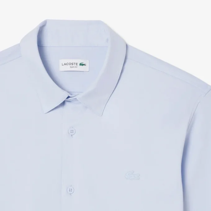 Camisa de corte justo em mistura de algodão e poliéster