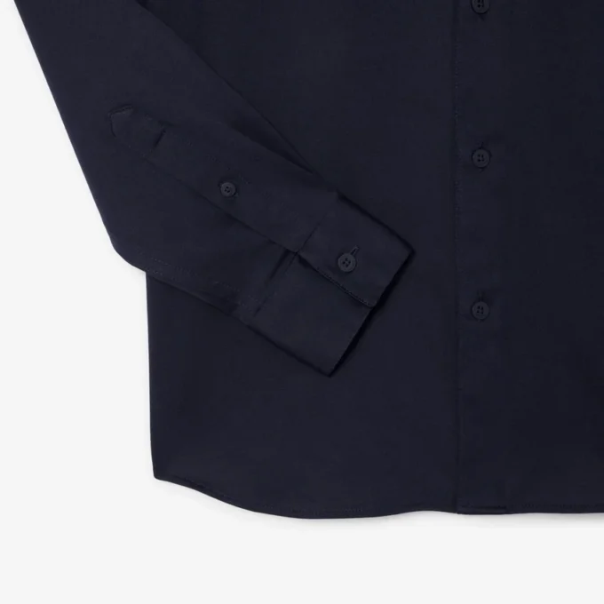 Camisa de corte justo em mistura de algodão e poliéster