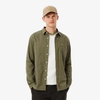 Camisa de flanela xadrez de corte regular para homem