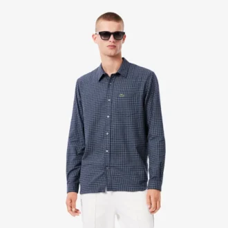 Camisa de flanela xadrez de corte regular para homem