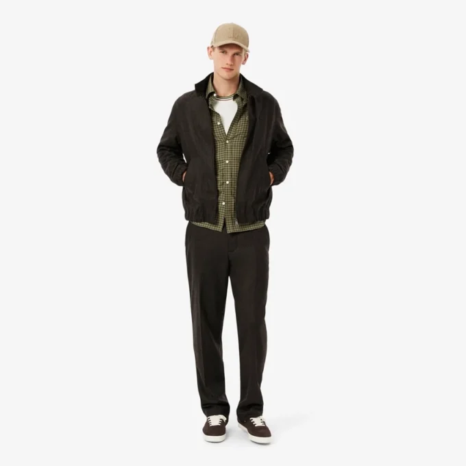 Camisa de flanela xadrez de corte regular para homem