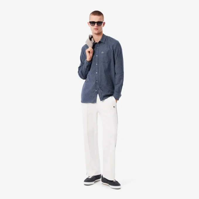 Camisa de flanela xadrez de corte regular para homem
