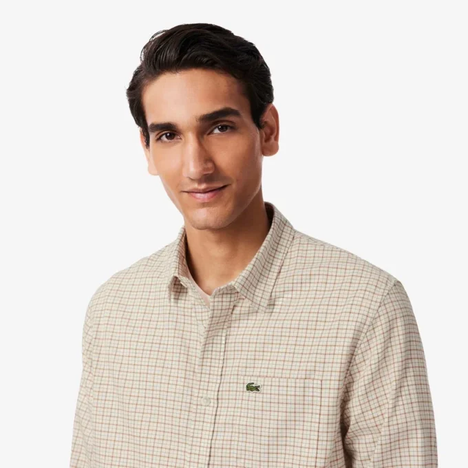 Camisa de flanela xadrez de corte regular para homem