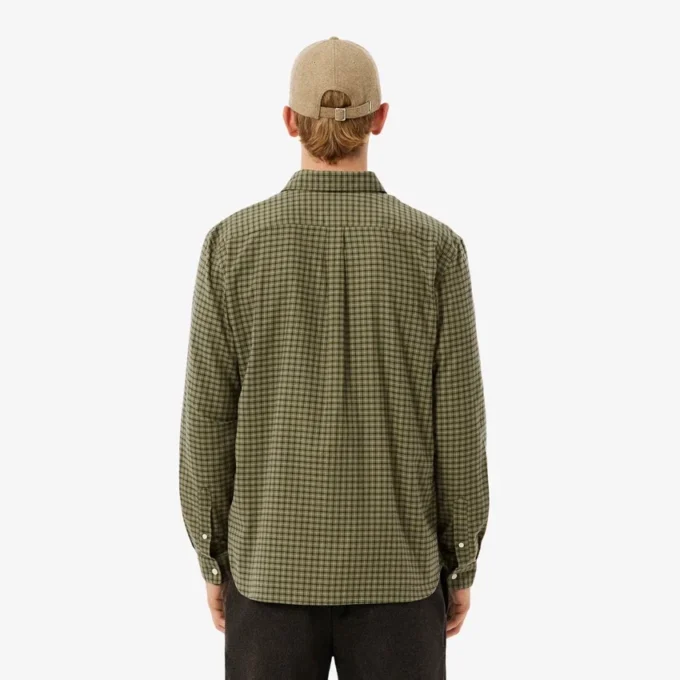 Camisa de flanela xadrez de corte regular para homem