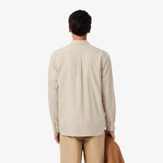 Camisa de flanela xadrez de corte regular para homem