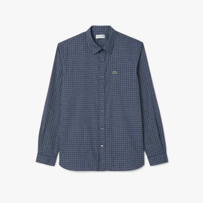 Camisa de flanela xadrez de corte regular para homem