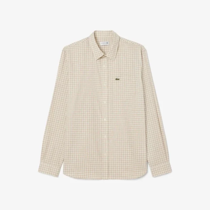 Camisa de flanela xadrez de corte regular para homem
