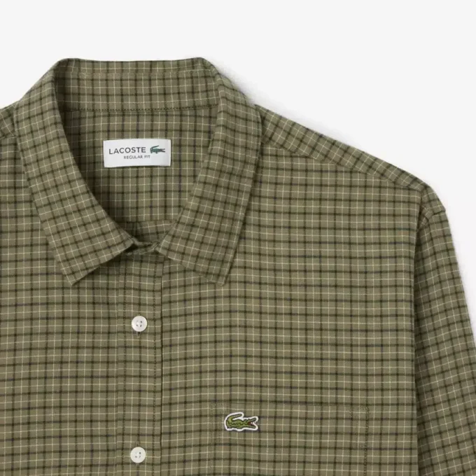 Camisa de flanela xadrez de corte regular para homem