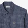 Camisa de flanela xadrez de corte regular para homem