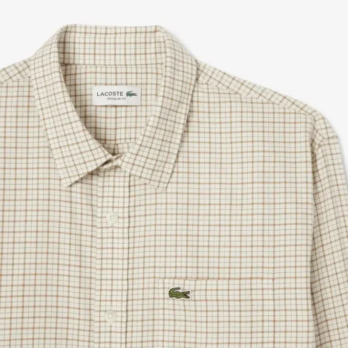 Camisa de flanela xadrez de corte regular para homem