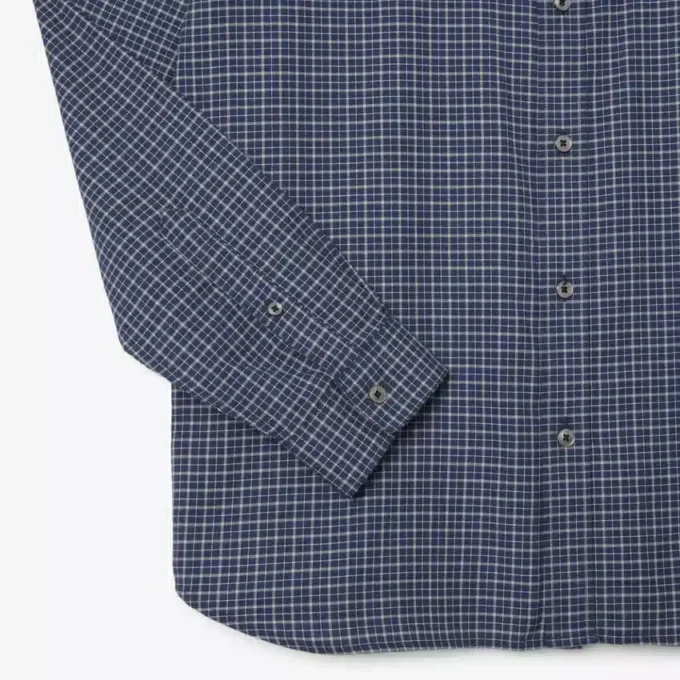 Camisa de flanela xadrez de corte regular para homem