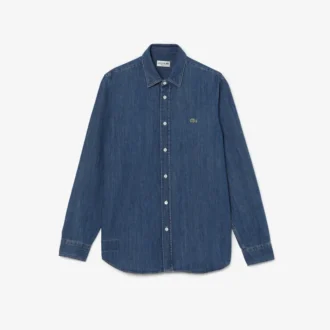 Camisa de ganga de corte regular para homem