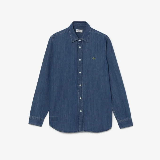 Camisa de ganga de corte regular para homem