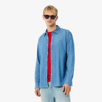 Camisa de ganga leve de corte regular para homem