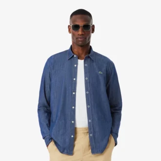Camisa de ganga leve de corte regular para homem