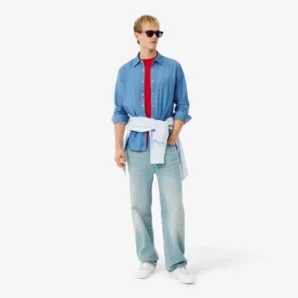 Camisa de ganga leve de corte regular para homem
