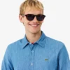 Camisa de ganga leve de corte regular para homem