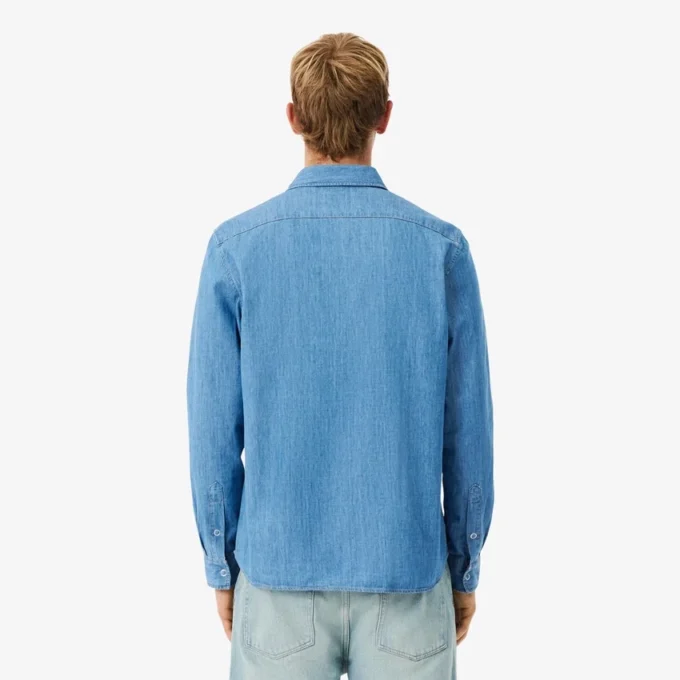 Camisa de ganga leve de corte regular para homem