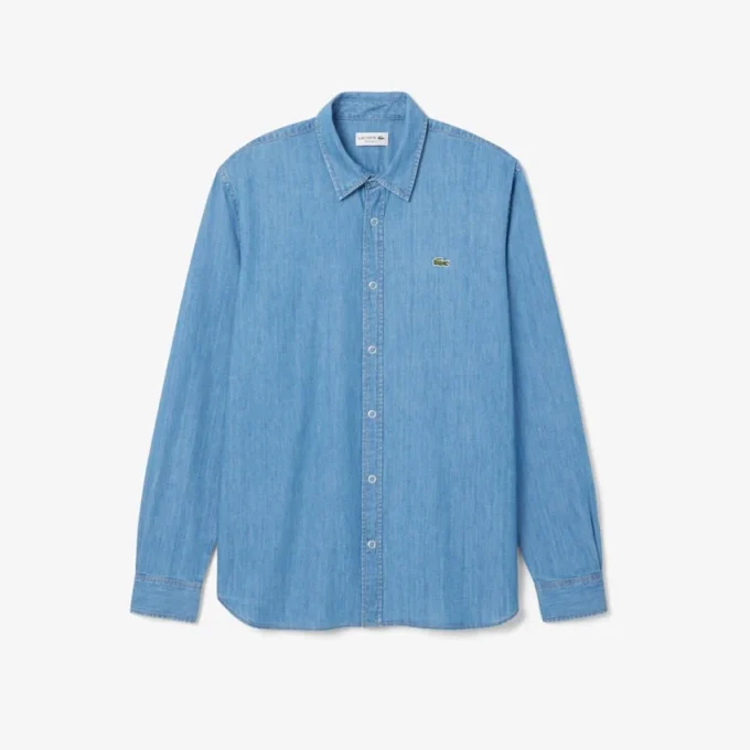 Camisa de ganga leve de corte regular para homem