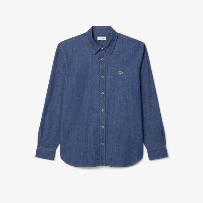 Camisa de ganga leve de corte regular para homem