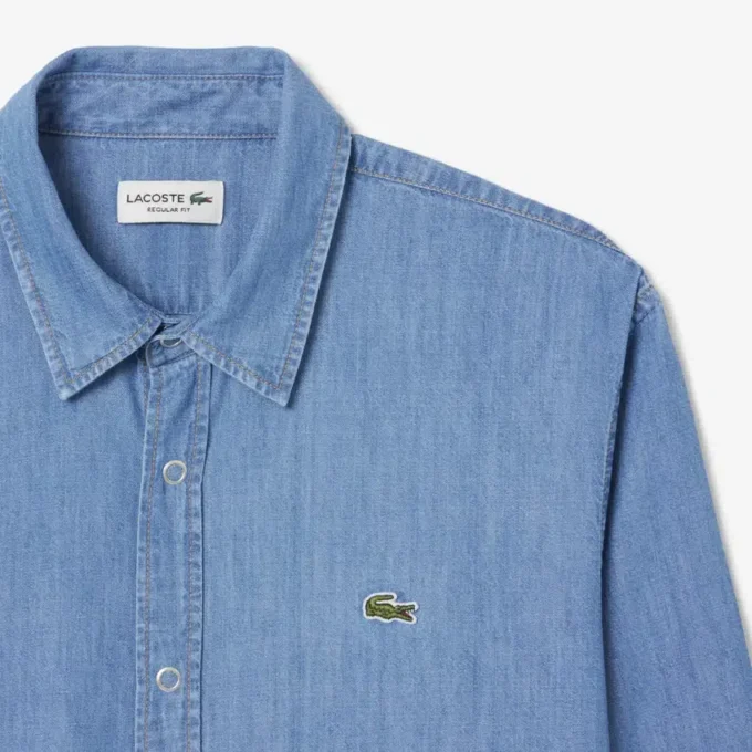 Camisa de ganga leve de corte regular para homem