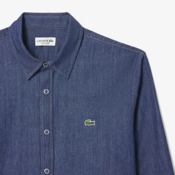 Camisa de ganga leve de corte regular para homem